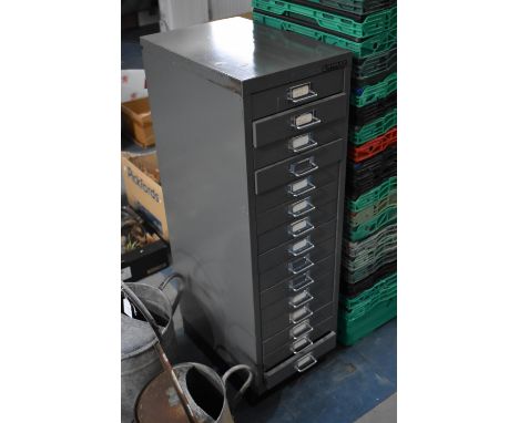 A Modern Bisley Fifteen Drawer Steel Office or Tool Chest, 28cm Wide 
