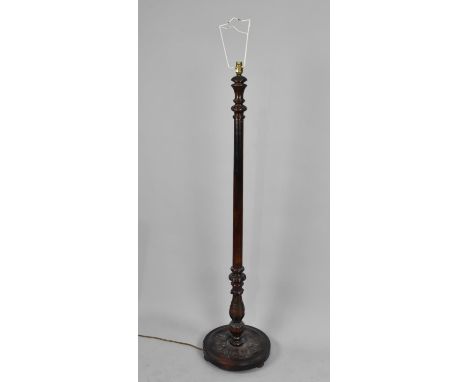 A Mid 20th Century Mahogany Standard Lamp with Reeded Support 