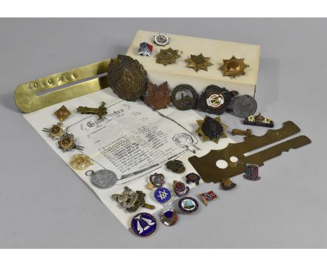 A Collection of Various Military Badges, Enamelled Lapel Badges, Brass Button Cleaning Guards etc 