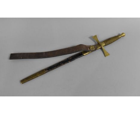 A Vintage Wilkinson Brass Handled Dagger in Scabbard, 38cm Overall 