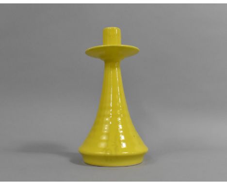 A Broughton Studio Ceramics Yellow Glazed Candlestick, 22cm high 