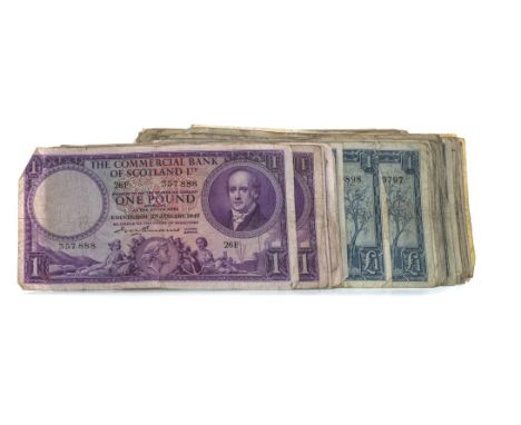 LARGE COLLECTION OF SCOTTISH ONE POUND £1 NOTES, comprising the Bank of Scotland c.1950's (20), The National Bank of Scotland
