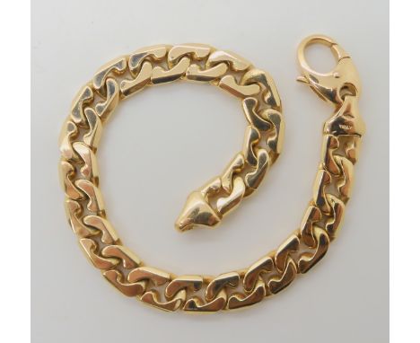A 14K ITALIAN FANCY CURB CHAIN BRACELET length 20.7cm, weight 42.6gms Condition Report: If I say a gold karat in the descript