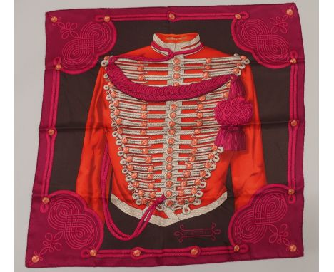 AN ORIGINAL BRANDEBOURGS HERMES SILK SCARF designed by Cathy Latham, in original box, 70 x 70cm Condition Report: Available u