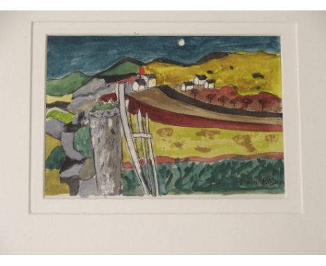 •DAVID M MARTIN RSW, RGI (SCOTTISH 1922-2018) NEAR BIGGAR Watercolour on paper, signed, 11 x 16cm (4 1/4 x 6 1/4") Inscribed 