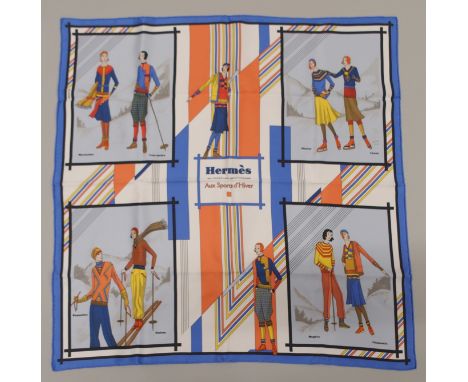 AN ORIGINAL AU SPORT D'HIVER HERMES SILK SCARF in original box, 70 x 70cm Condition Report: Available upon request