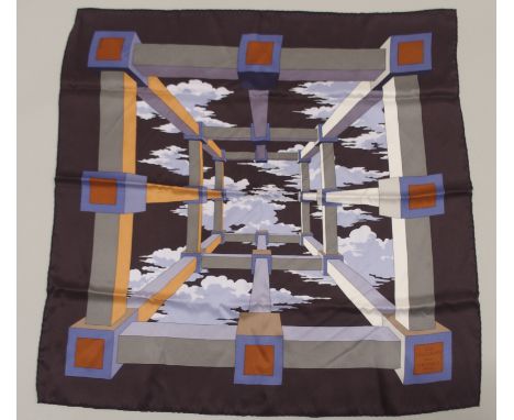 AN ORIGINAL PERSPECTIVE HERMES SILK SCARF designed by A M Cassandre, in original box, 70 x 70cm Condition Report: Available u