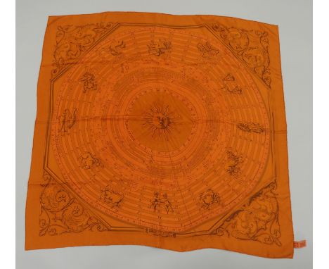 AN ORIGINAL ASTROLOGIE HERMES SILK SCARF by Francoise Faconnet Brown, 90 x 90cm in original box Condition Report: Available u
