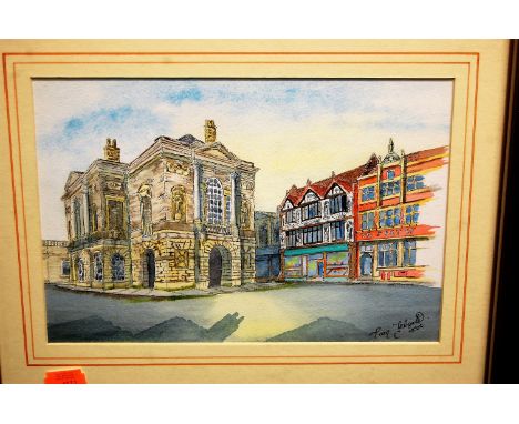 Assorted pictures and prints, to include Grace Scarf - Harbour scene oil