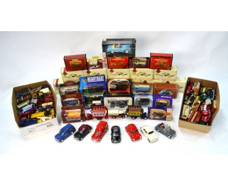 A quantity of toy model vehicles including Corgi, Lesney, Matchbox etc., boxed and un-boxed (2 boxes)