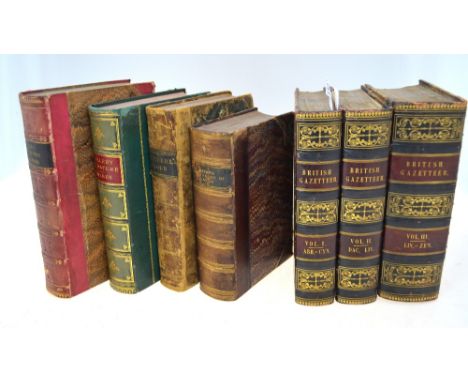 Clarke, B, The British Gazetteer, three vols, London: H. G. Collins 1852 gilt half black calf and oil-boards, to/w Sue, Eugen
