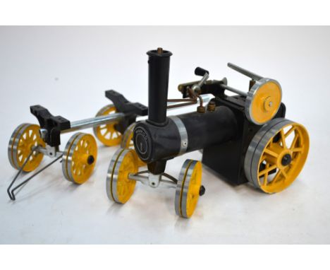 A Mamod Steam Traction engine with log trailer (lacks logs and box)