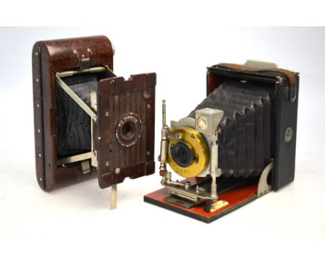 A Butchers 'Cameo' quarter-plate folding camera with tripod