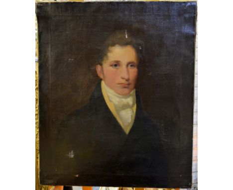English school - Portrait of a Victorian gentleman, oil on canvas, 74 x 63 cm Condition Report Poor condition, unframed, tear
