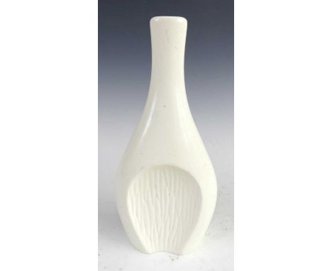 Harry Horlock-Stringer (1927-2014) for Fulham Pottery - a white glazed textured cut-away vase, circa 1960s, printed backstamp