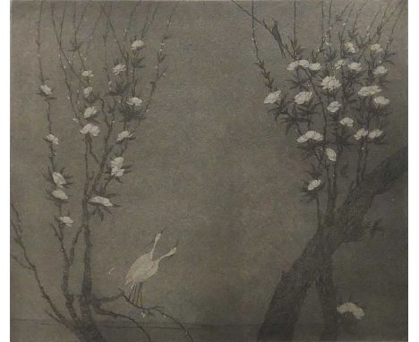 Abdur Rahman Chughtai (Pakistani, 1897-1975) - Untitled (Rain Falls), etching, signed and titled in pencil to the margin, vis