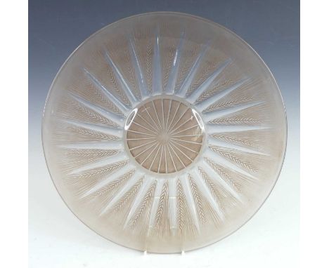 René Lalique (1860-1945) - a moulded opalescent glass 'Epis' dish, of circular shallow dish form, outer moulded repeating dec