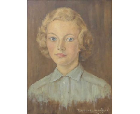 Rosemary De László (1921-2004) - Self Portrait, oil on canvas, signed and dated Aug '58 lower left, 39 x 29cmPaint good and s