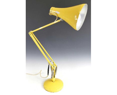 Herbert Terry - a mid-20th century yellow painted anglepoise lamp, having typical adjustable rotating action, with moveable s