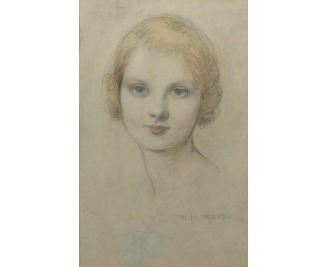 Ernest Maurice Jessop (early 20th century) - Head and shoulders portrait of a lady, pastel on paper, signed lower right, 33 x