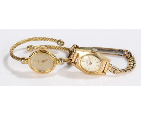 Two ladies wristwatches, both gold plated, Timex and Ingersoll, (2)