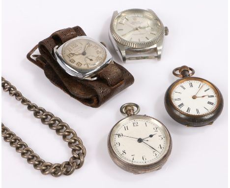 Continental silver pocket watch with red enamel cross case back, replica Rolex day-date, gun metal pocket watch, Services Aer