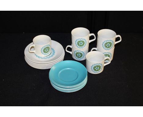 J &amp; G Meakin Studio Capri cups and saucers, six cups and saucers and six plates, boxed as new