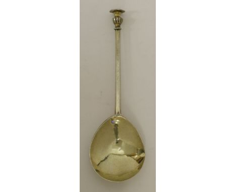 An unascribed provincial silver gilt seal-top spoon,possibly 17th century East Anglian, Waveney Valley/Norfolk/Suffolk border