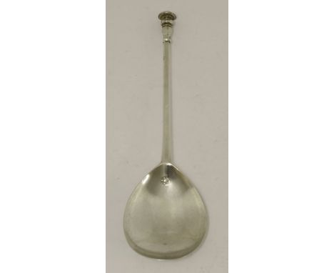 An unascribed provincial silver seal top spoon,  HBpossibly early 17th century,faceted stem, the finial prick-dot initialled 