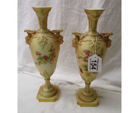 2 blush ivory Royal Worcester vases circa 1903 - Shape 1410 - Both A/FCondition Report: Both have been separated from their p