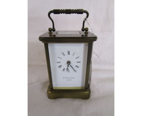 Carriage clock by Matthew Norman of LondonCondition Report: The glass is in good condition and it has a key. The balance whee