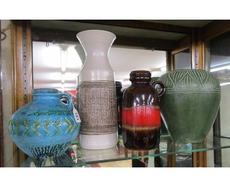 Shelf of West German pottery