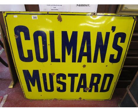 Large enamel 'Colemans Mustard' sign - 92cm x 97cm