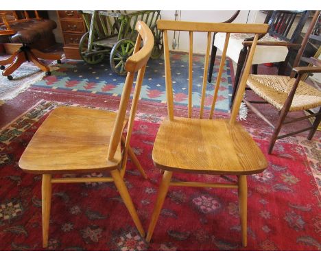 Ercol beech and elm Windsor model 391 bedroom chairs - Overall height approx 78cm