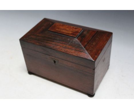 A SARCOPHAGUS TWO SECTION TEA CADDY, W 20 cm 