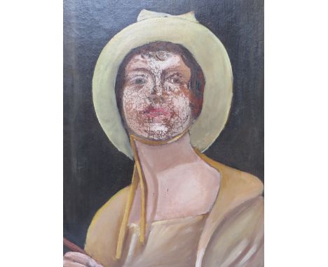 GEORGE HUGHES. Portrait study of a young woman wearing a hat, signed, inscribed and dated 1886 verso, oil on canvas, unframed