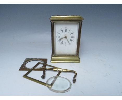 A BRASS CASED REPEATER CARRIAGE CLOCK FOR RESTORATION, the movement stamped VAD, approx H 14 cm