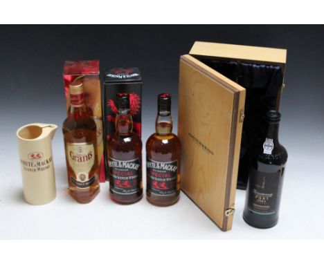 2 BOTTLES OF WHYTE &amp; MACKAY SPECIAL BLENDED SCOTCH WHISKY,  together with 1 bottle of Grant's whisky, 1 bottle of Fortnum