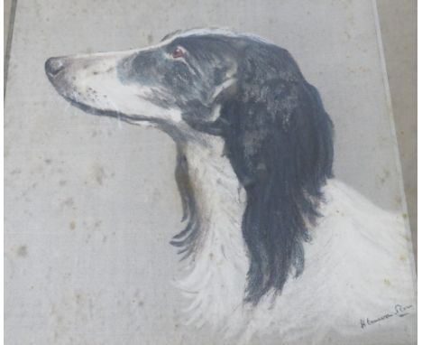 H. A. CAMERON-ROSE (XIX-XX). A portrait of a dog, signed lower right, mixed media on paper laid on board, framed and glazed, 