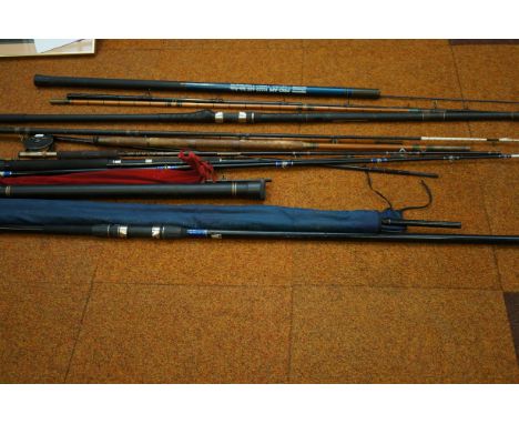 Collection of fly fishing rods &amp; others to include 2 reels &amp; a poole 