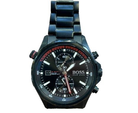 Hugo Boss wristwatch with ceramic strap 10 bar water resistant, date app at 9 o clock - currently ticking &amp; keeping good 