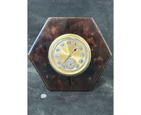 1930's Art deco tortoiseshell easel clock (currently ticking)