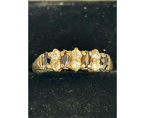 9ct Gold ring set with sapphires &amp; cz stones size K 1.8g 