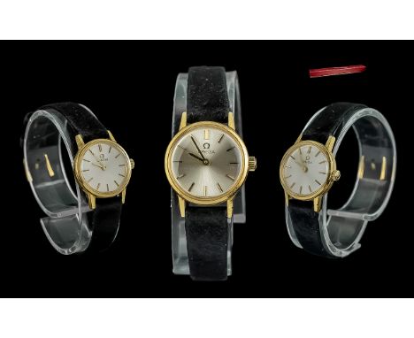 Ladies Omega Wrist Watch, manual wind, Swiss made, ladies Omega with original Omega strap and buckle plus original box; worki