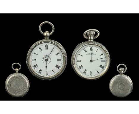 Two Ladies Antique Silver Pocket Watches, one Waltham and one other, one being key wind, the other manual wind, both fully ha