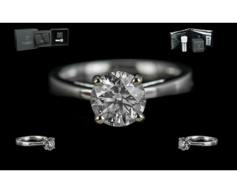 18ct White Gold Tolkowsky Ideal Cut Single Stone Diamond Set Ring. Marked 750 -18ct to Shank. The Round Brilliant Cut Diamond