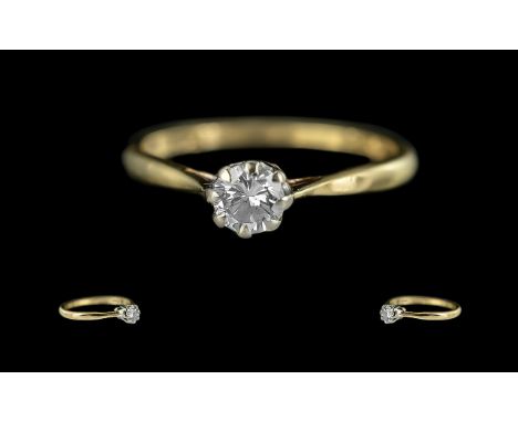 Ladies 18ct Gold Single Stone Diamond Set Ring. Marked 18ct to Shank. The Single Stone Diamond of Excellent Colour / Clarity.