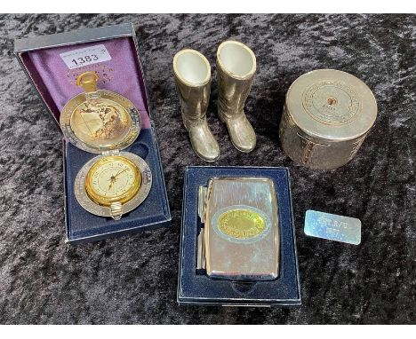 Dalvey voyager travelling clock in original box, together with The Yorkshire Penny Bank No. 215122, full of coins, a pair of 