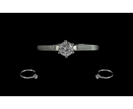 18ct White Gold Excellent Quality Single Stone Diamond Ring, the round, modern, brilliant cut diamond of top colour and clari