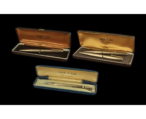 Yard-o-Led Collection of Vintage Boxed Rolled Gold Cased Propelling Pencil &amp; Ballpoint Pens, four in total.  All in excel